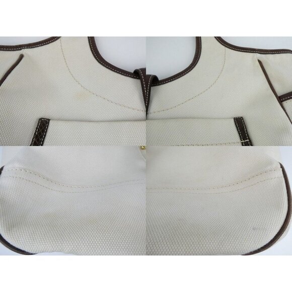 Coach Cream Chalk Brown Canvas Shoulder Bag Tote 10779 - Picture 12 of 16